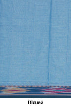 Blue plain design chettinad cotton saree with contrast border and matching blouse