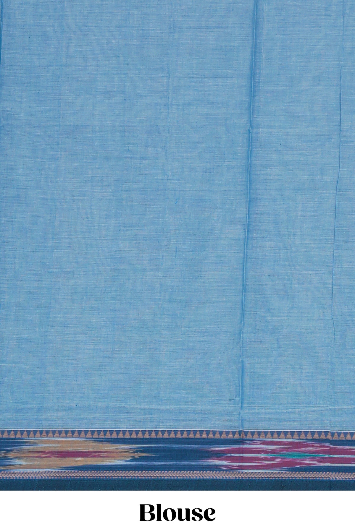 Blue plain design chettinad cotton saree with contrast border and matching blouse