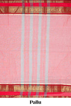 Pink plain chettinad cotton saree with contrast border and matching pallu