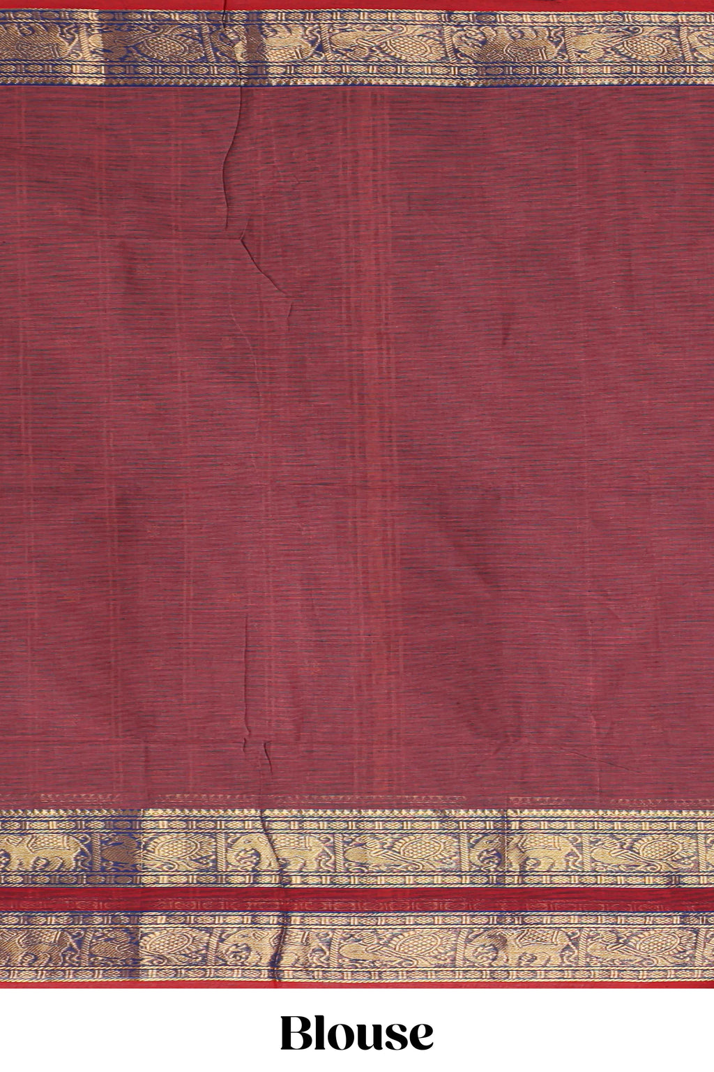 Maroon plain design chettinad cotton saree with contrast bentex border and matching blouse