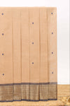 Beige motifs design chettinad cotton saree with contrast border and matching blouse