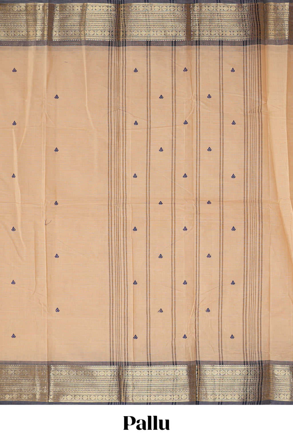 Beige motifs design chettinad cotton saree with contrast border and matching blouse