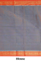 Dusty blue plain design chettinad cotton saree with contrast border and matching blouse