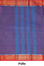 Lavender plain design chettinad cotton saree with contrast border and matching blouse