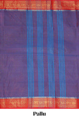 Lavender plain design chettinad cotton saree with contrast border and matching blouse