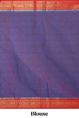 Lavender plain design chettinad cotton saree with contrast border and matching blouse