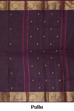 Burgundy motifs design chettinad cotton saree with self zari border and matching blouse