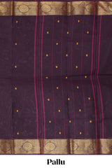 Burgundy motifs design chettinad cotton saree with self zari border and matching blouse