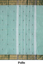 Powder green motifs design chettinad cotton saree with contrast zari border and matching blouse