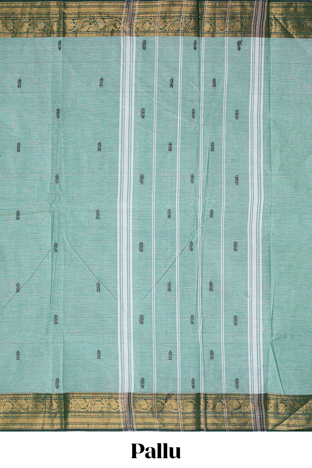Powder green motifs design chettinad cotton saree with contrast zari border and matching blouse