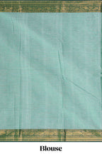 Powder green motifs design chettinad cotton saree with contrast zari border and matching blouse