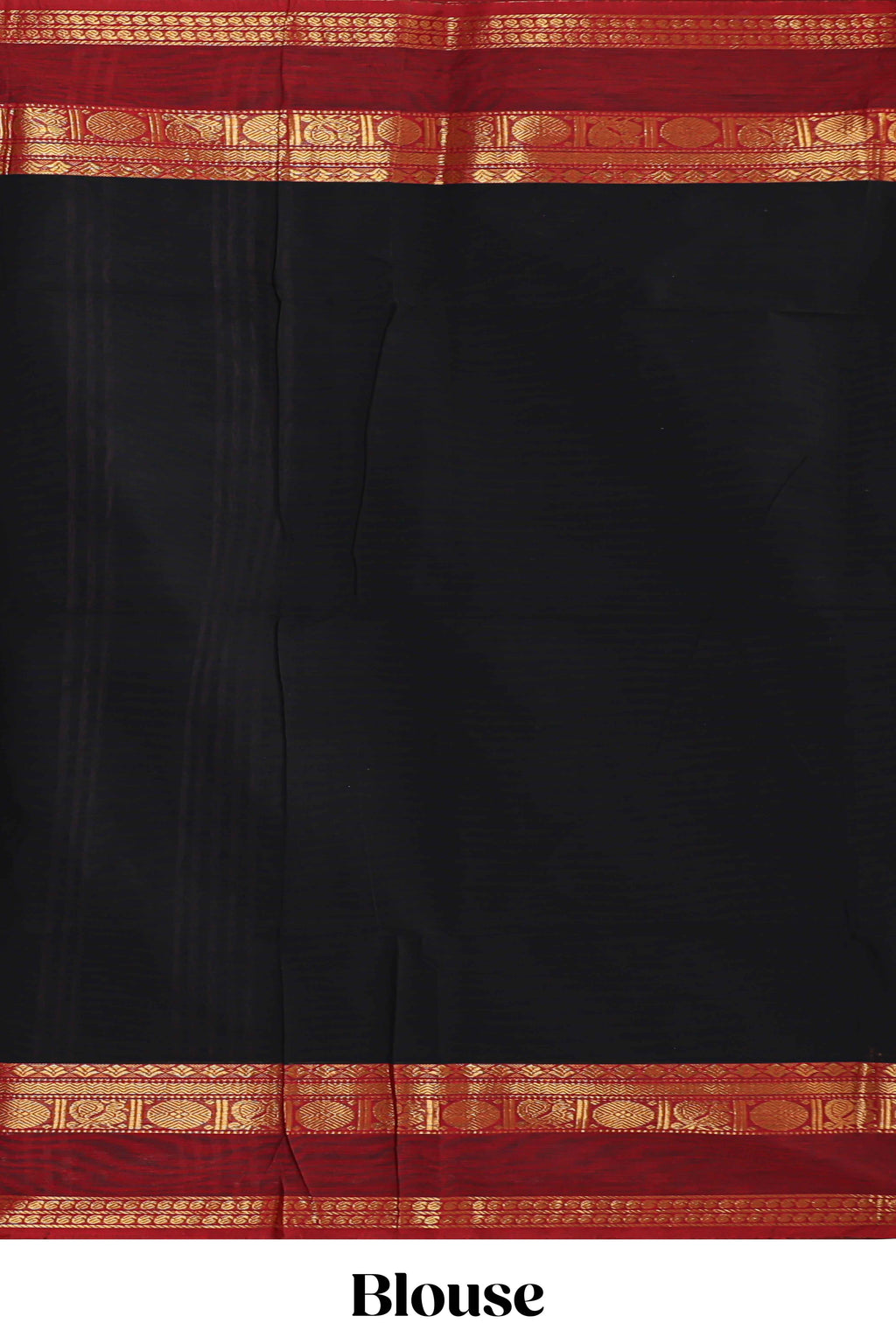 Black plain design chettinad cotton saree with contrast zari border and matching blouse