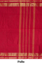 Red plain design chettinad cotton saree with self zari border and matching blouse