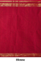 Red plain design chettinad cotton saree with self zari border and matching blouse