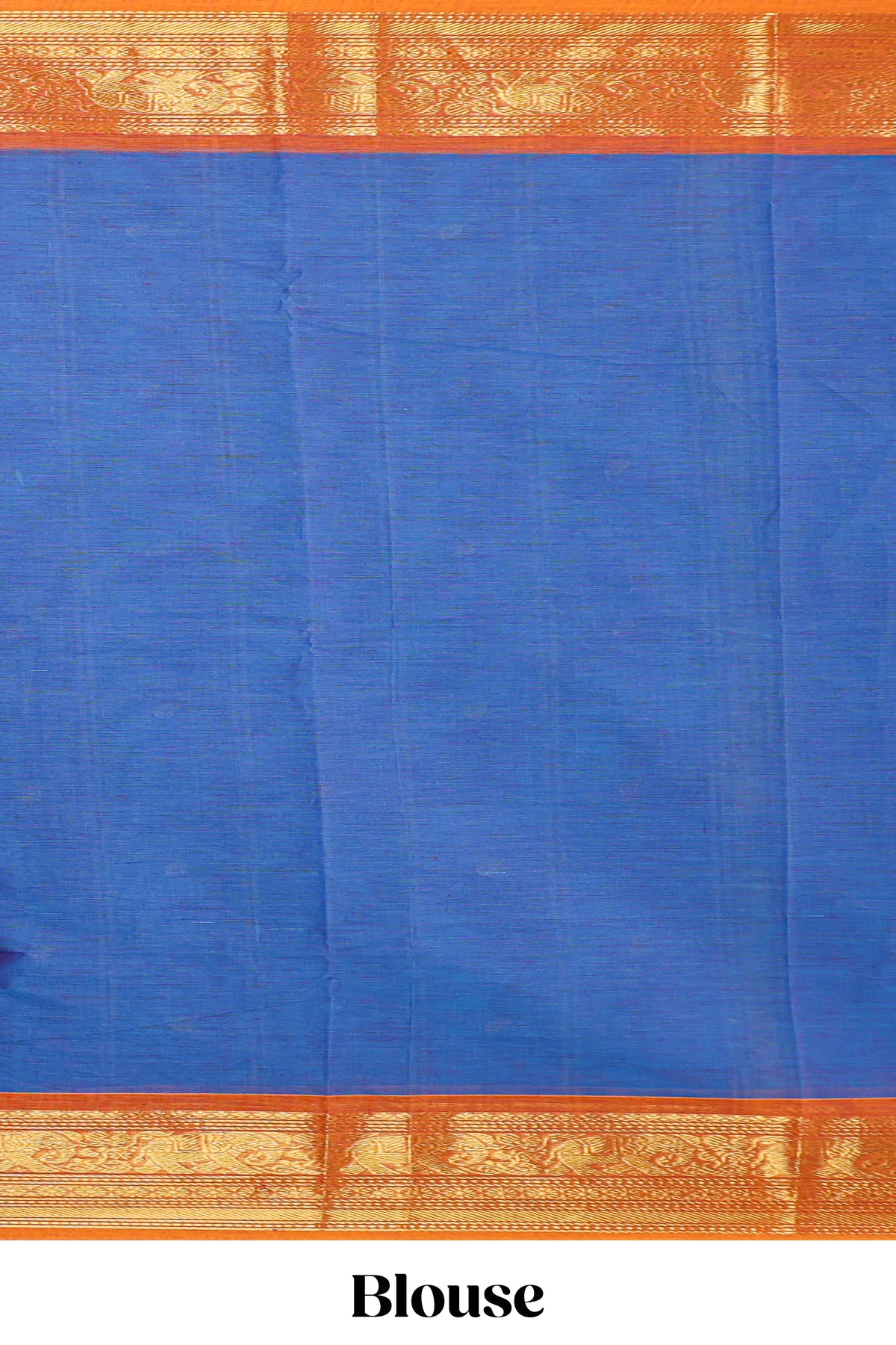 Blue motifs design chettinad cotton saree with contrast zari border and matching blouse