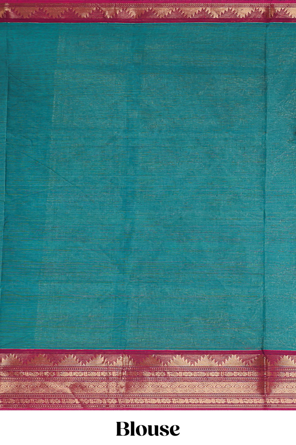 Teal green motifs design chettinad cotton saree with contrast zari border and matching blouse