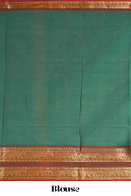 Jungle green motifs design chettinad cotton saree with contrast zari border and matching blouse