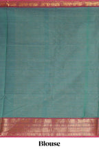 Viridian green motifs design chettinad cotton saree with contrast zari border and matching blouse