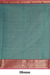 Viridian green motifs design chettinad cotton saree with contrast zari border and matching blouse