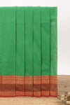 Forest green motifs design chettinad cotton saree with contrast zari border and matching blouse