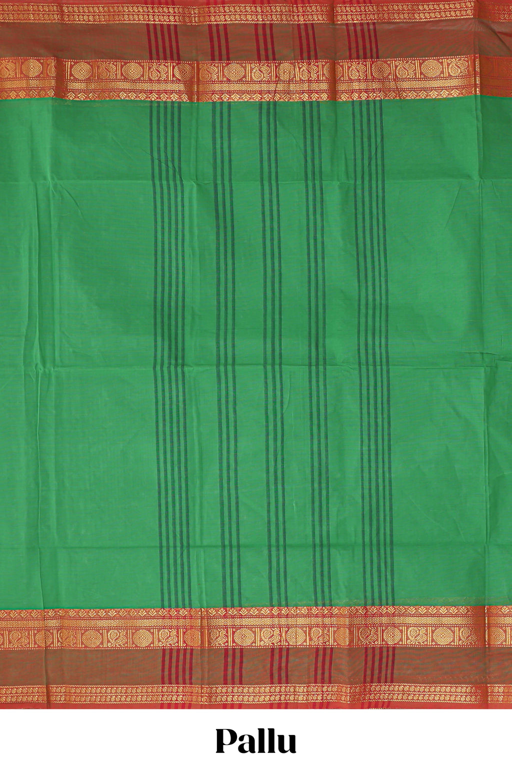 Forest green motifs design chettinad cotton saree with contrast zari border and matching blouse