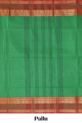 Forest green motifs design chettinad cotton saree with contrast zari border and matching blouse