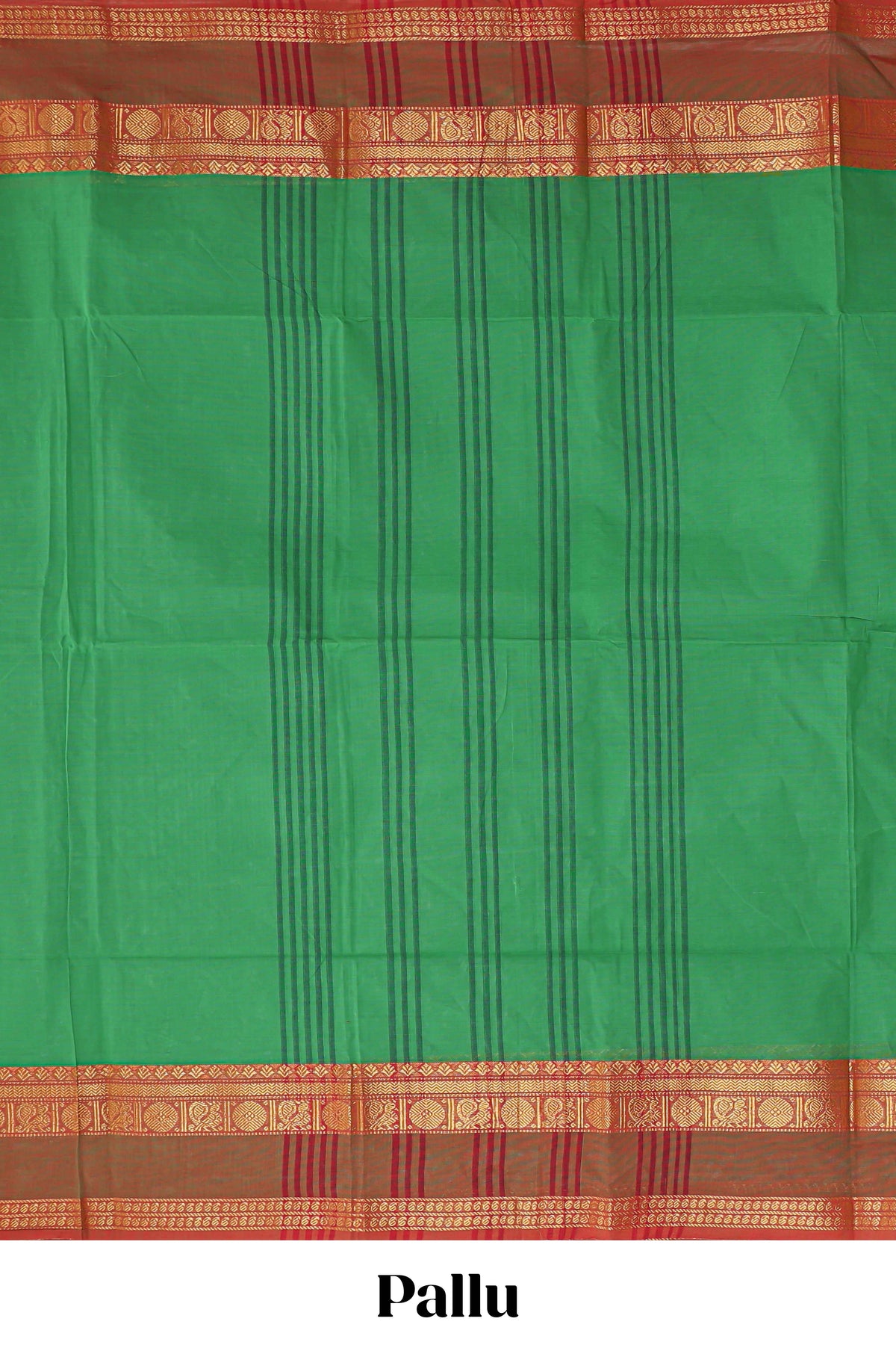 Forest green motifs design chettinad cotton saree with contrast zari border and matching blouse