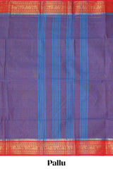 Violet plain design chettinad cotton saree with contrast zari border and matching blouse