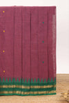 Burgundy motifs design chettinad cotton saree with contrast zari border and matching blouse