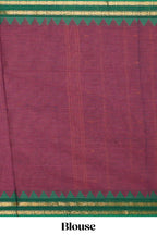 Burgundy motifs design chettinad cotton saree with contrast zari border and matching blouse