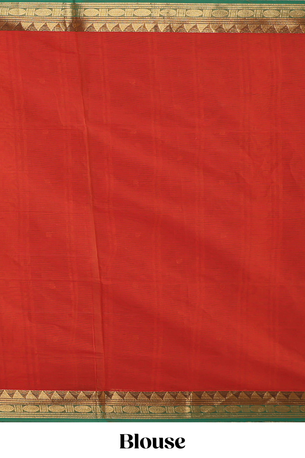 Red plain design chettinad cotton saree with contrast zari border and matching blouse
