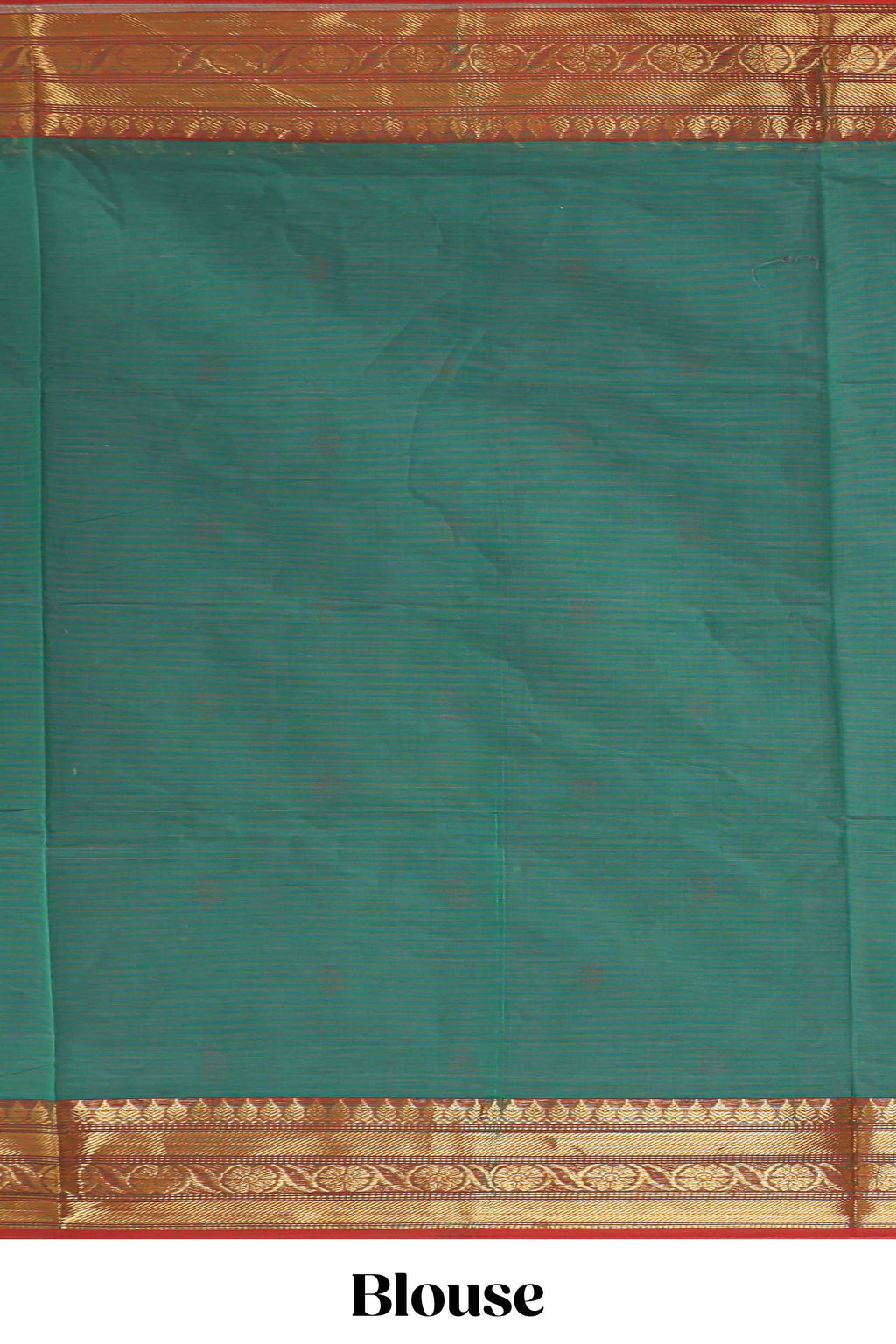 Sea green motifs design chettinad cotton saree with contrast zari border and matching blouse