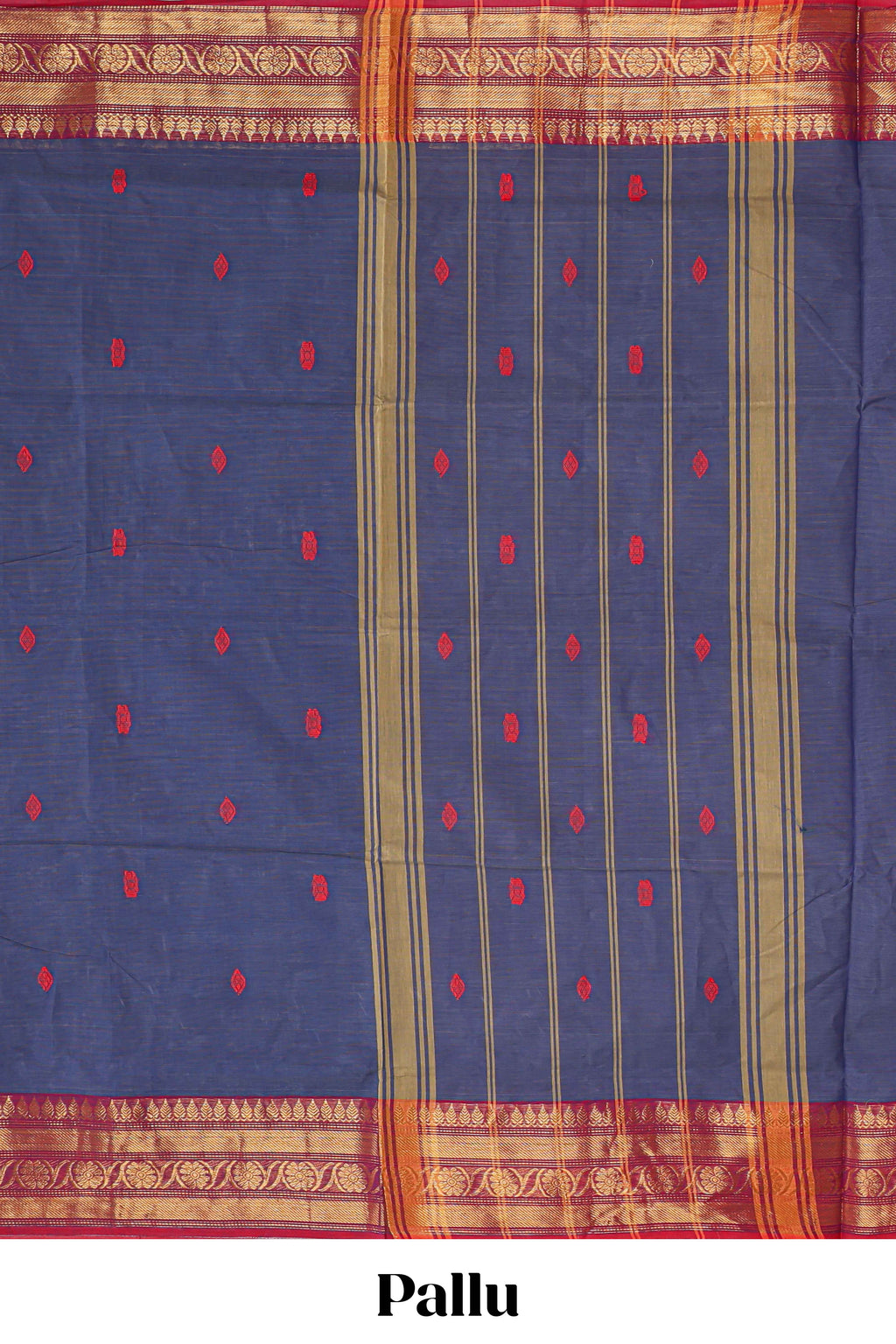 Blue motifs design chettinad cotton saree with contrast zari border and matching blouse