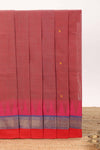 Brick red motifs design chettinad cotton saree with contrast zari border and matching blouse
