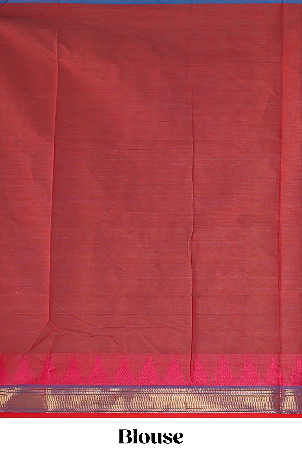 Brick red motifs design chettinad cotton saree with contrast zari border and matching blouse