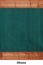 Bottle green motifs design chettinad cotton saree with contrast zari border and matching blouse