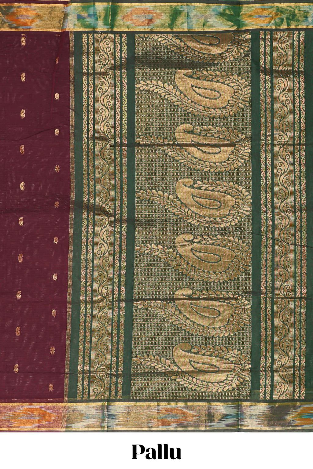 Maroon motifs design chettinad cotton saree with contrast border and blouse