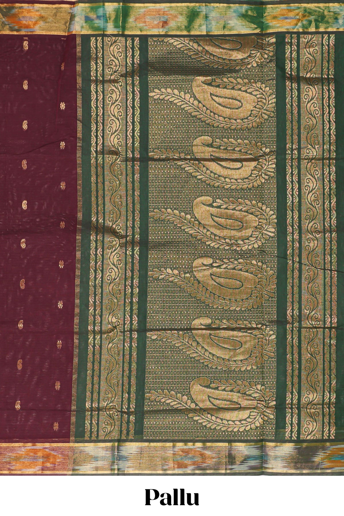 Maroon motifs design chettinad cotton saree with contrast border and blouse