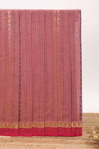 Pink striped design chettinad cotton saree with contrast border and matching blouse