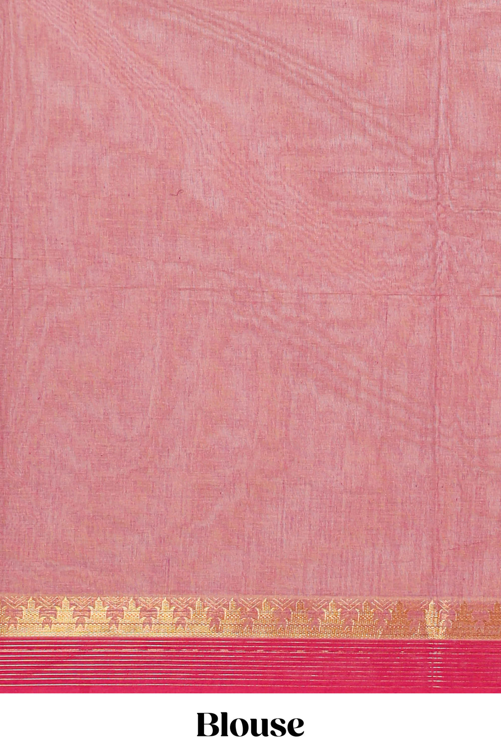 Pink striped design chettinad cotton saree with contrast border and matching blouse