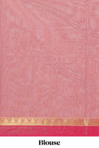 Pink striped design chettinad cotton saree with contrast border and matching blouse