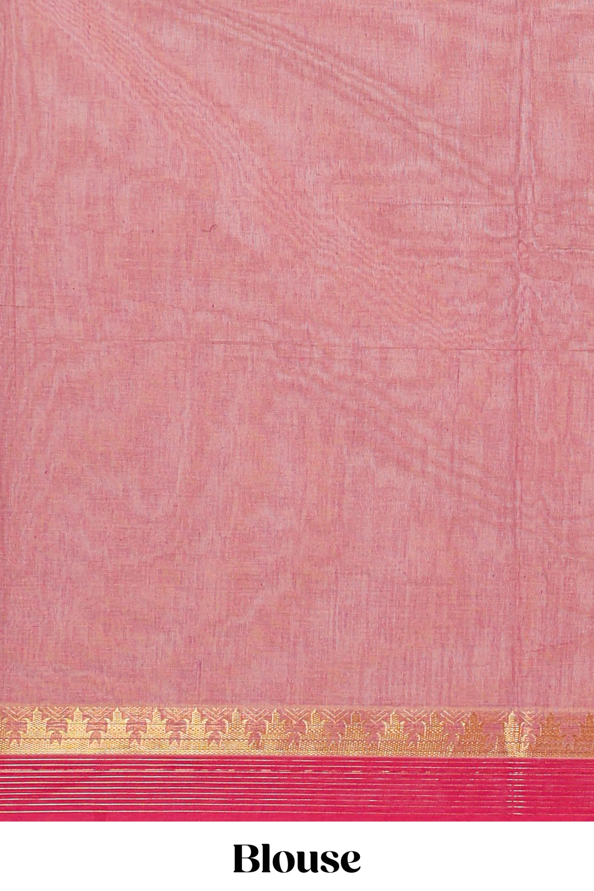 Pink striped design chettinad cotton saree with contrast border and matching blouse