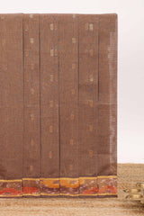 Brown motifs design chettinad cotton saree with contrast border and blouse