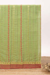 Green striped design chettinad cotton saree with contrast border and blouse
