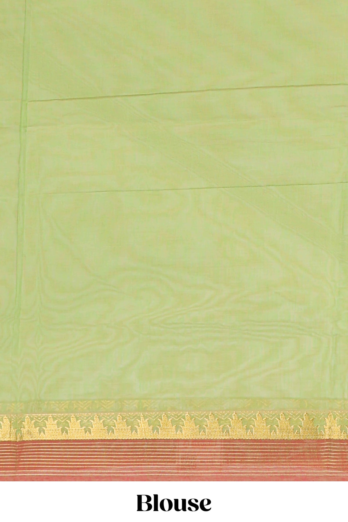 Green striped design chettinad cotton saree with contrast border and blouse