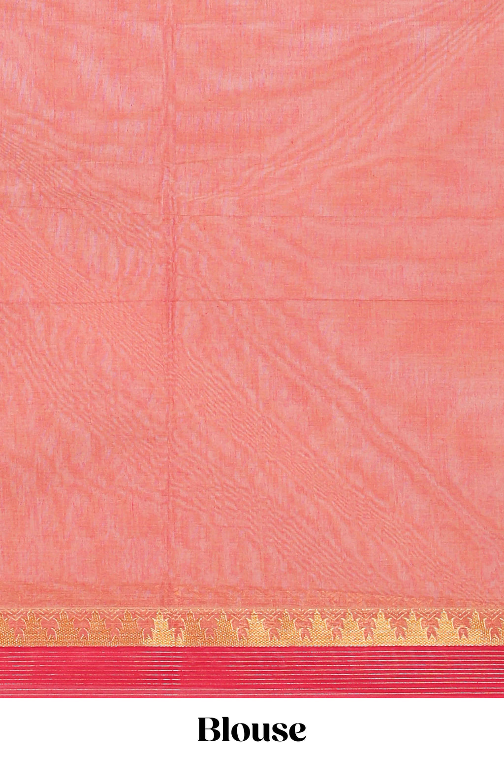 Pink striped floral design chettinad cotton saree with contrast border and matching blouse
