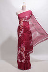 Maroon floral design chiffon saree with self border and matching blouse