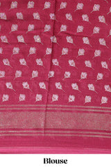 Maroon floral design chiffon saree with self border and matching blouse