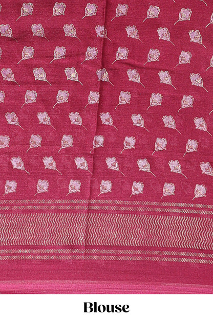 Maroon floral design chiffon saree with self border and matching blouse