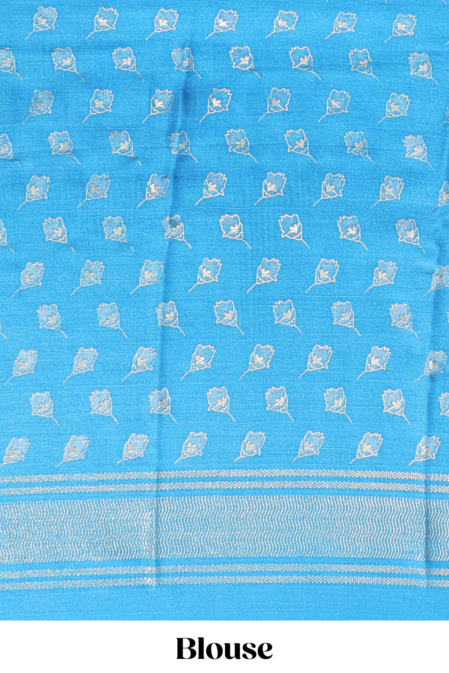 Sky blue floral design chiffon saree with self border and matching blouse